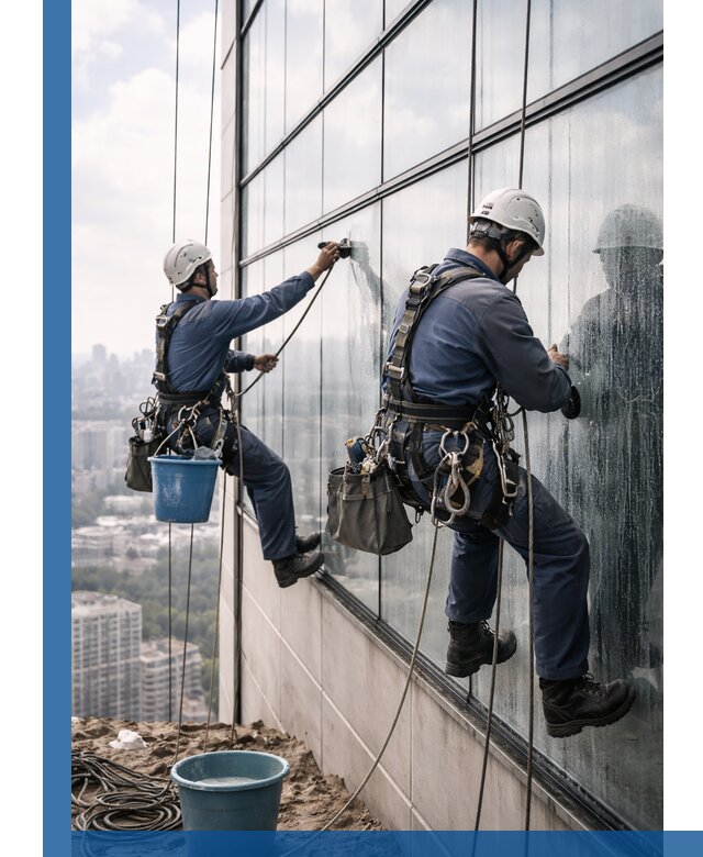 Профессиональная мойка фасадных окон альпинистами в Южном-Сахалинске