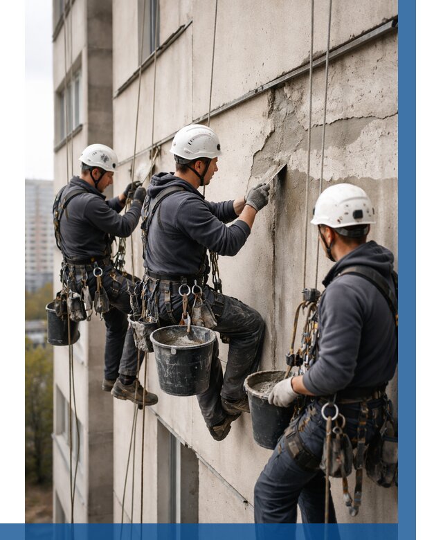 Ремонт бетонных элементов фасада в Южном-Сахалинске от 2583 р. | ВЫСОТНИК-Южн