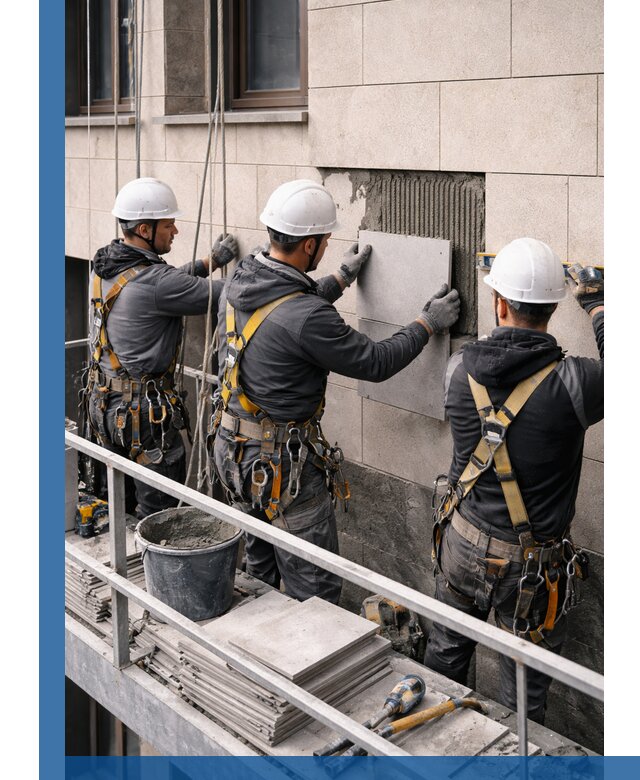 Ремонт облицовки фасада плиткой в Южном-Сахалинске с гарантией