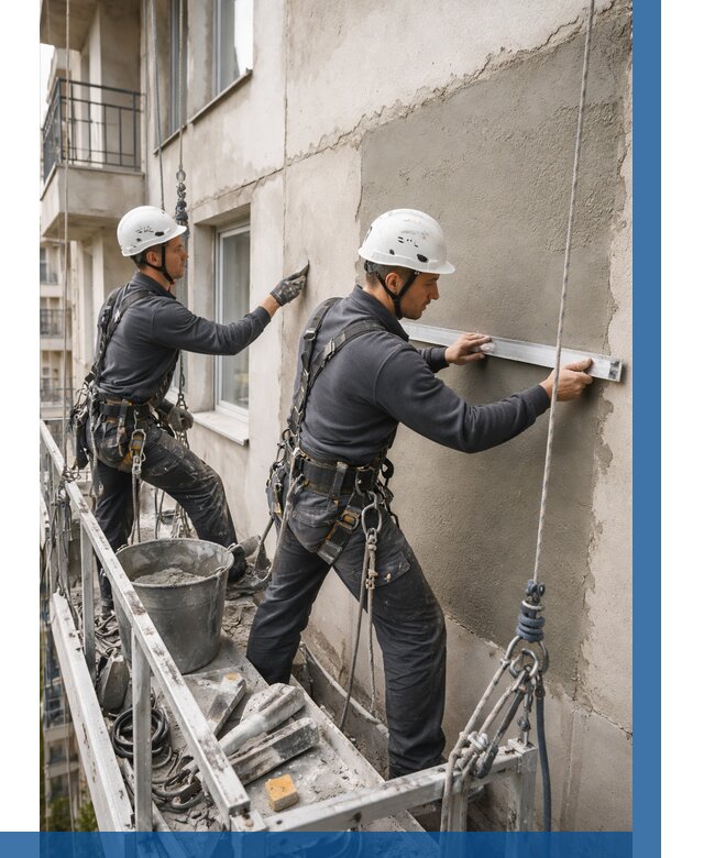 Штукатурка фасада на высоте в Южном-Сахалинске от 930 р. | ВЫСОТНИК-Южн