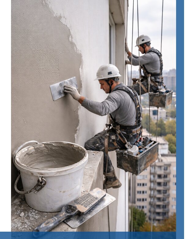 Шпаклевка фасада на высоте в Южном-Сахалинске от 723 р. | ВЫСОТНИК-Южн