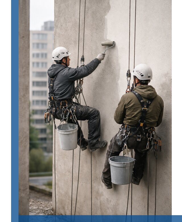 Покраска фасадов высотными альпинистами в Южном-Сахалинске с гарантией