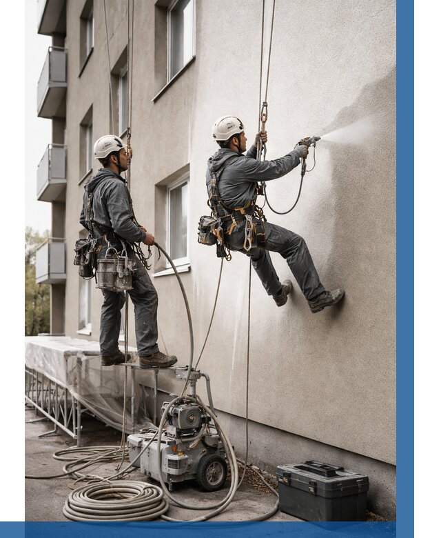 Безвоздушная покраска фасада в Южном-Сахалинске от 227 р/м² | ВЫСОТНИК-Южн