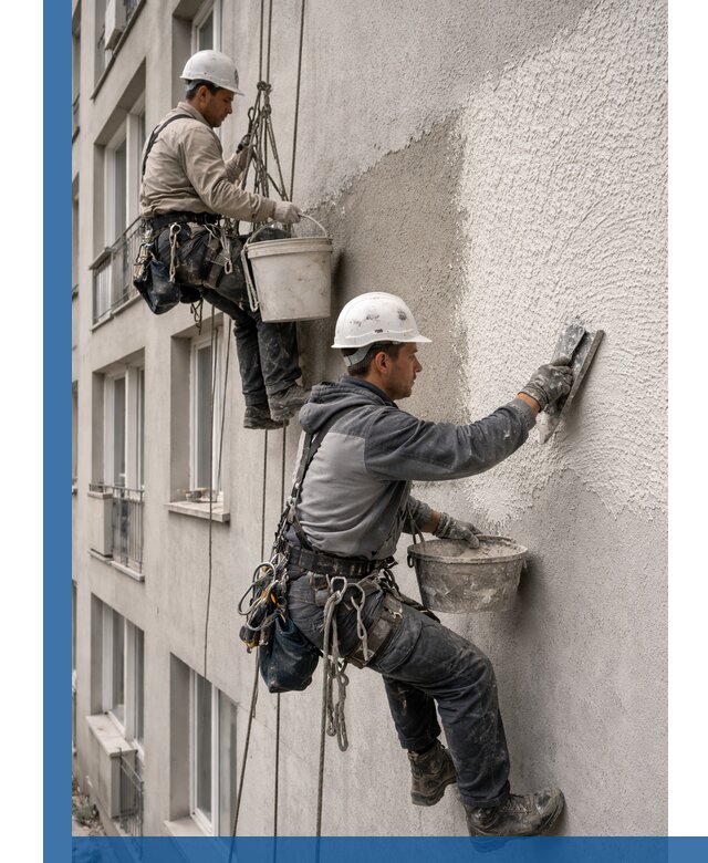 Нанесение декоративной штукатурки короед на фасад в Южном-Сахалинске