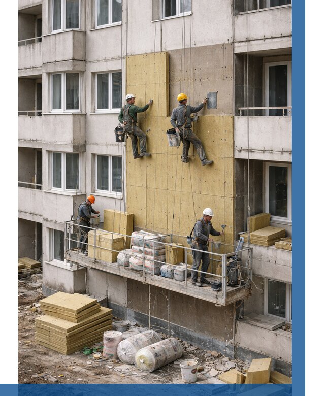 Утепление фасада минватой в Южном-Сахалинске от 1550 р. | ВЫСОТНИК-Южн