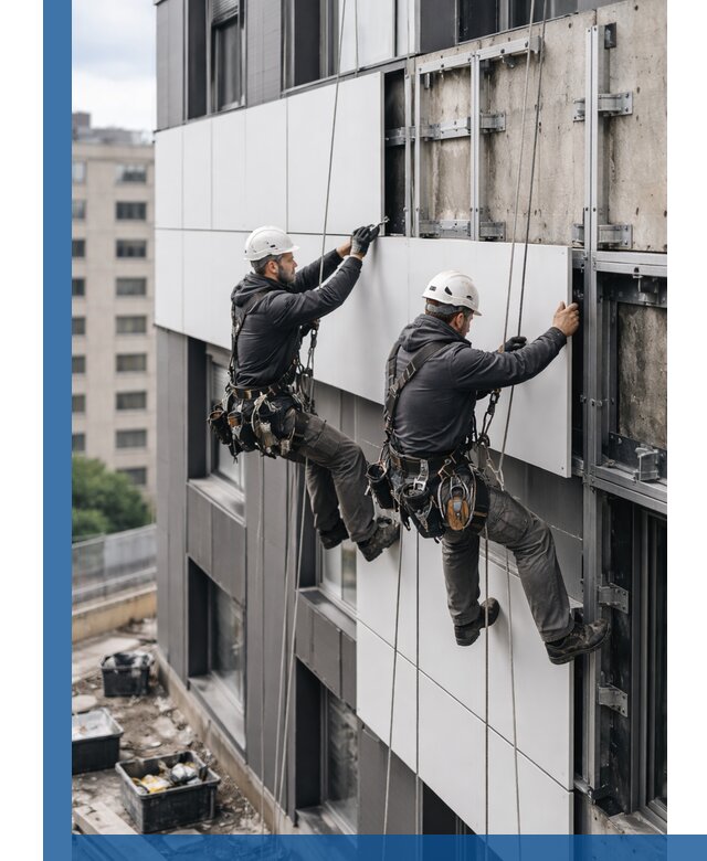 Монтаж композитных панелей фасада в Южном-Сахалинске под ключ