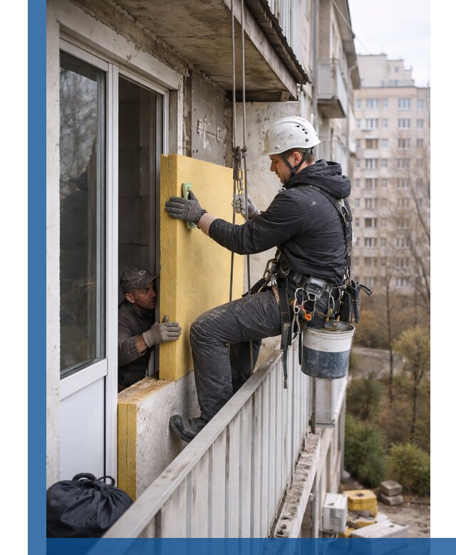 Профессиональное утепление балкона снаружи в Южном-Сахалинске под ключ
