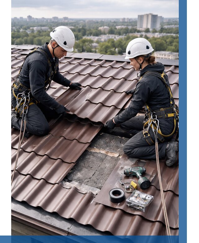 Ремонт металлочерепицы на крыше в Южном-Сахалинске от 930 р. | ВЫСОТНИК-Южн