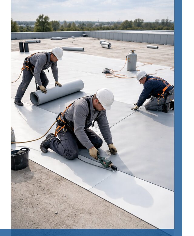 Монтаж мембранной кровли под ключ в Южном-Сахалинске от 1240 р. | ВЫСОТНИК-Южн