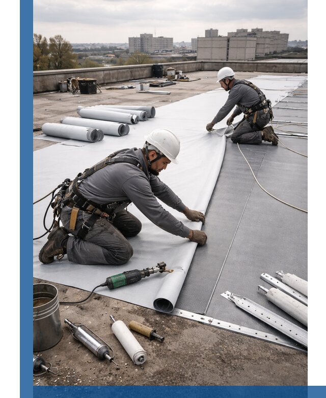 Монтаж мембранной кровли в Южном-Сахалинске для промышленных зданий