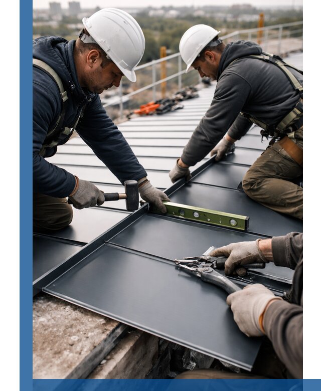 Монтаж фальцевой кровли в Южном-Сахалинске для промышленных зданий