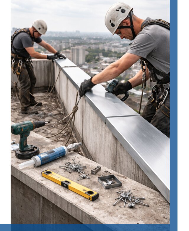 Монтаж парапетных крышек в Южном-Сахалинске от 826 р. | ВЫСОТНИК-Южн