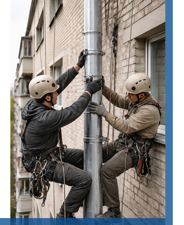Замена водосточных труб в Южном-Сахалинске от 6715 р. | ВЫСОТНИК-Южн