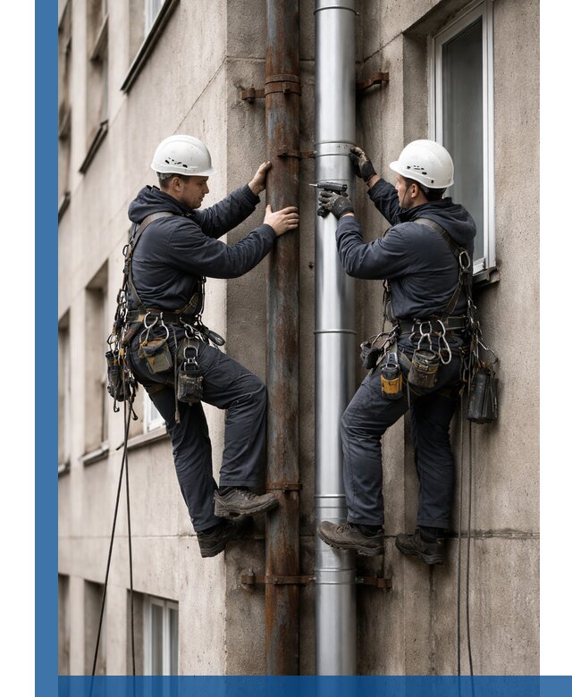 Замена водосточных труб в Южном-Сахалинске: монтаж и демонтаж под ключ