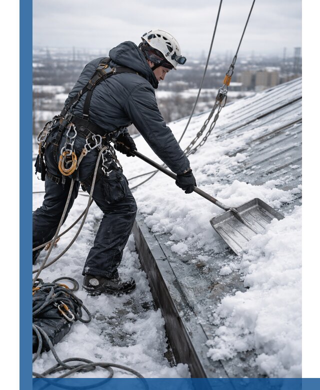 Профессиональная очистка кровли от снега и наледи в Южном-Сахалинске