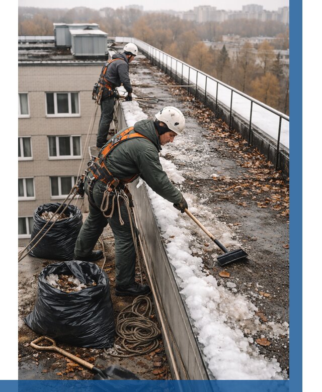 Очистка кровли по периметру в Южном-Сахалинске от 568 р. | ВЫСОТНИК-Южн