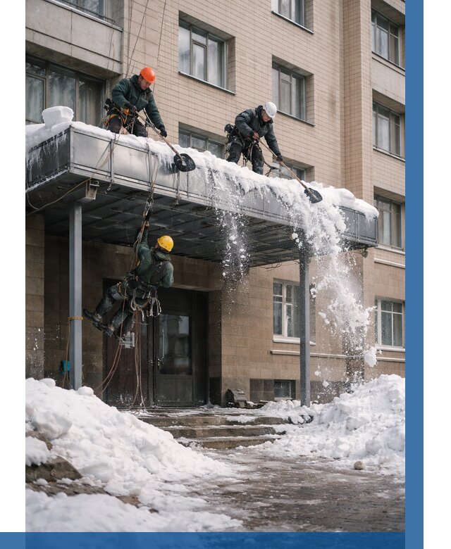 Очистка козырьков от снега в Южном-Сахалинске от 3616 р. | ВЫСОТНИК-Южн