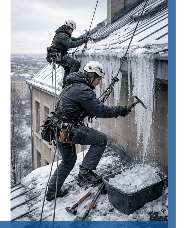 Удаление наледи с кровли в Южном-Сахалинске от 5682 р. | ВЫСОТНИК-Южн