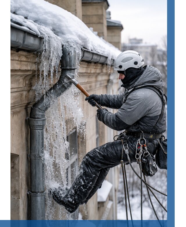 Очистка водостоков от льда в Южном-Сахалинске от 3616 р. | ВЫСОТНИК-Южн