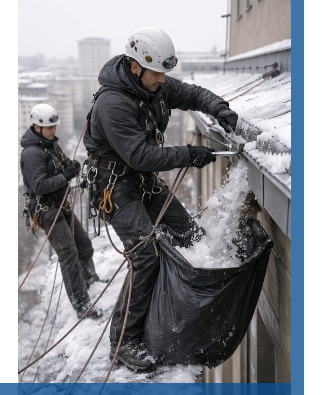 Аварийная очистка крыши в Южном-Сахалинске под ключ от 310 р. | ВЫСОТНИК-Южн