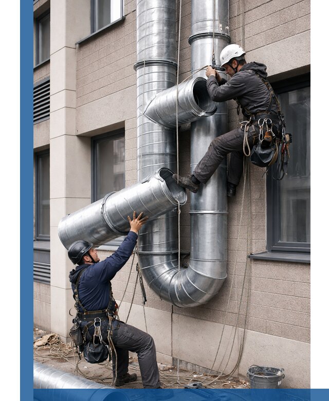 Монтаж фасадных воздуховодов в Южном-Сахалинске с герметизацией и крепежом