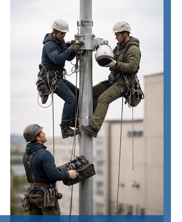 Установка видеокамер на мачте в Южном-Сахалинске от 8781 р. | ВЫСОТНИК-Южн