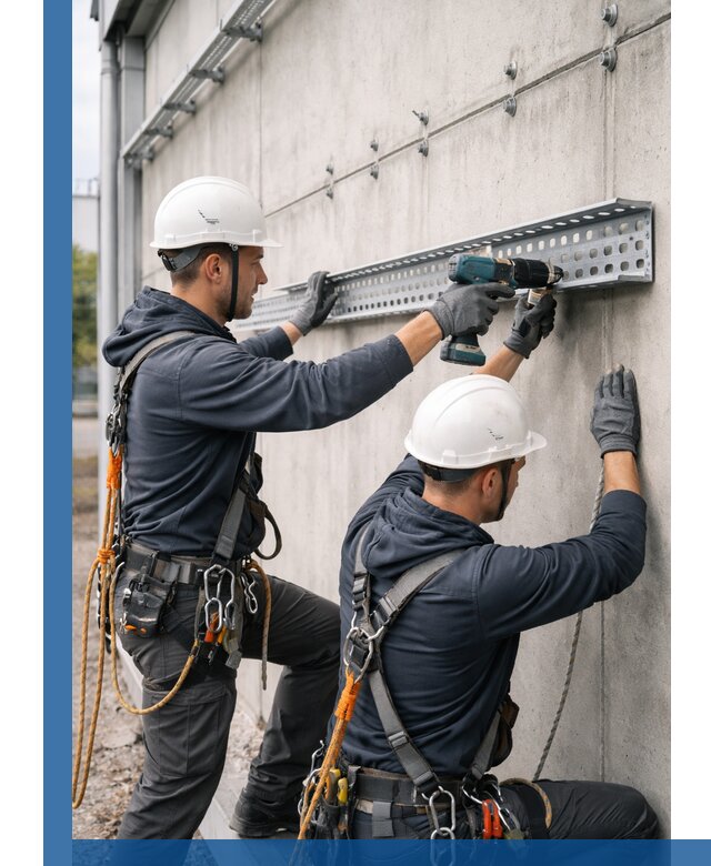 Монтаж кабельных лотков на фасаде зданий в Южном-Сахалинске с гарантией