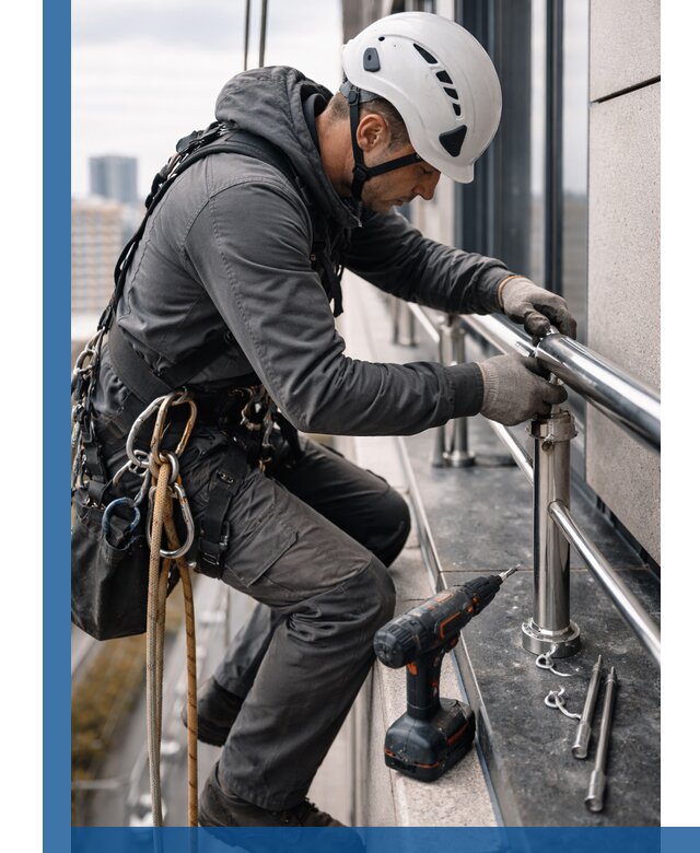 Монтаж ограждений на высоте в Южном-Сахалинске для зданий и конструкций