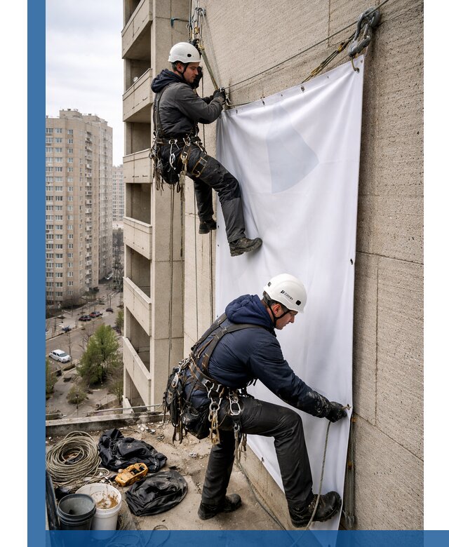 Профессиональный монтаж баннеров на фасаде в Южном-Сахалинске