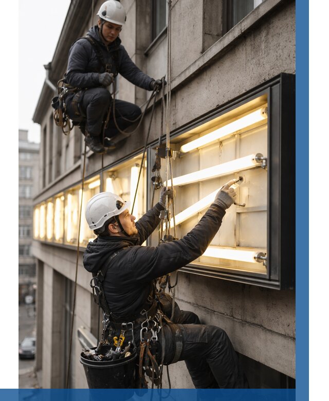 Замена ламп в вывеске в Южном-Сахалинске под ключ от 3616 р. | ВЫСОТНИК-Южн