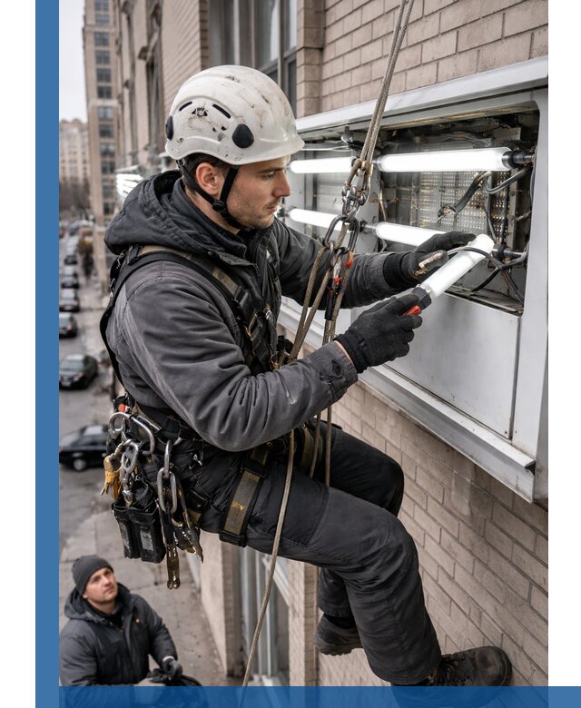Профессиональная замена ламп в наружной вывеске в Южном-Сахалинске