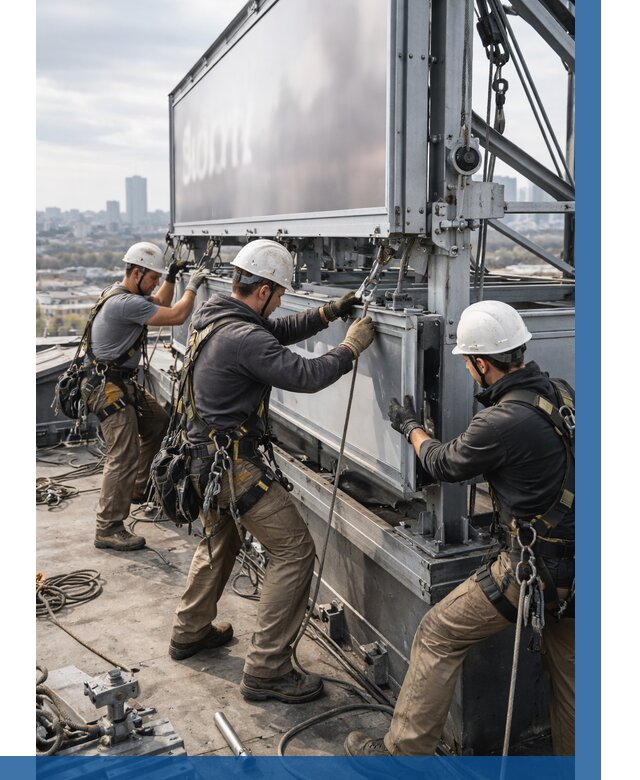 Монтаж крышной рекламной конструкции в Южном-Сахалинске от 61986 р.|ВЫСОТНИК-Южн