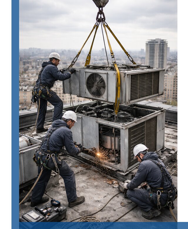 Демонтаж крышной установки в Южном-Сахалинске любой сложности