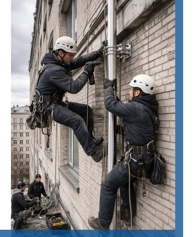 Монтаж флагштока на здании в Южном-Сахалинске от 6715 р. | ВЫСОТНИК-Южн