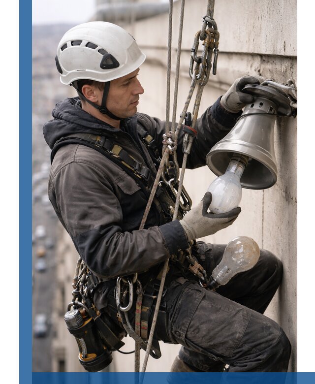 Замена ламп на высоте в Южном-Сахалинске профессионально и быстро