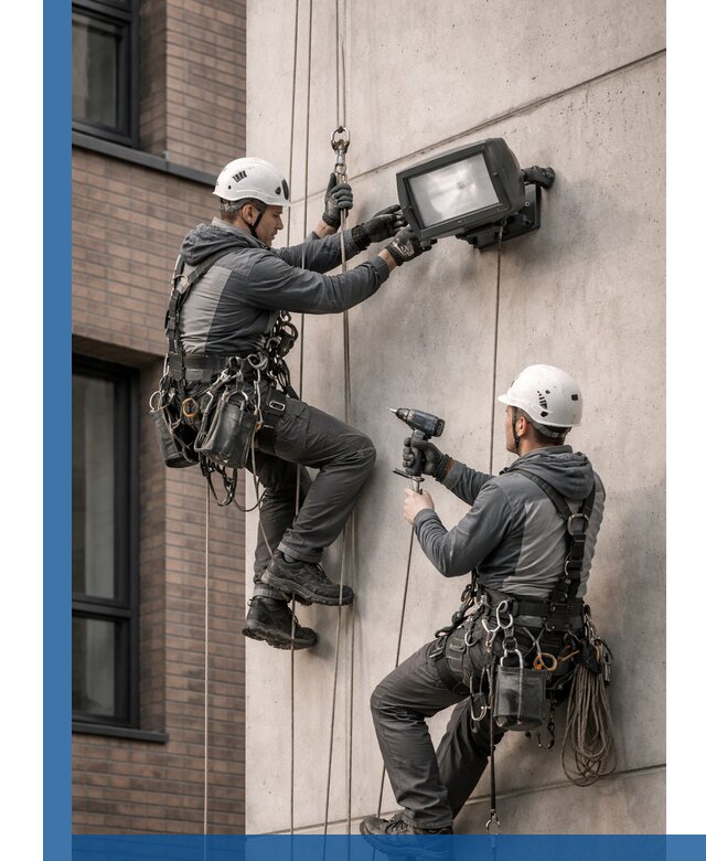 Профессиональный монтаж фасадных прожекторов в Южном-Сахалинске под ключ