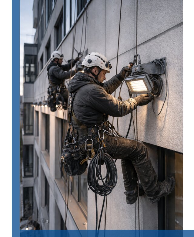 Монтаж фасадного освещения в Южном-Сахалинске установка и подключение