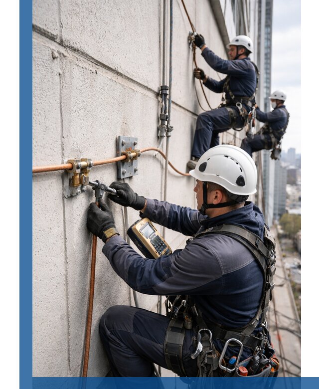 Монтаж системы заземления здания и молниезащиты в Южном-Сахалинске