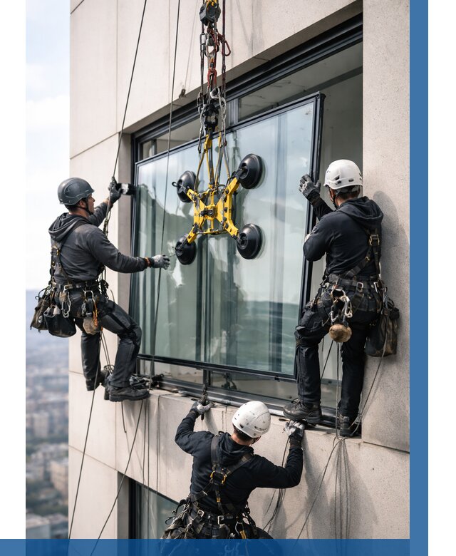 Монтаж стеклопакетов на высоте в Южном-Сахалинске от 3306 р. | ВЫСОТНИК-Южн