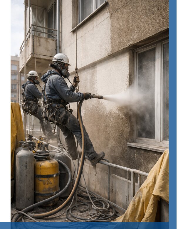 Пескоструйная очистка фасада в Южном-Сахалинске от 672 р. | ВЫСОТНИК-Южн