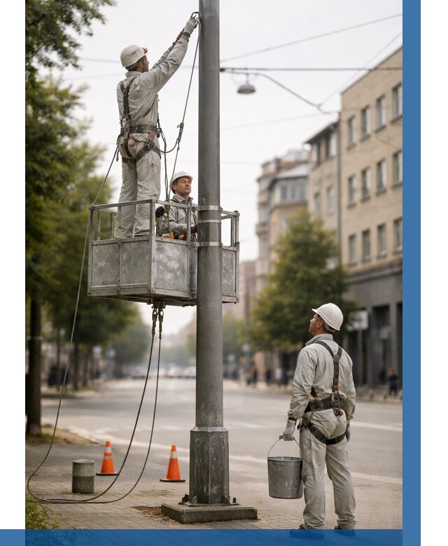 Покраска опор освещения в Южном-Сахалинске от 5166 р. | ВЫСОТНИК-Южн
