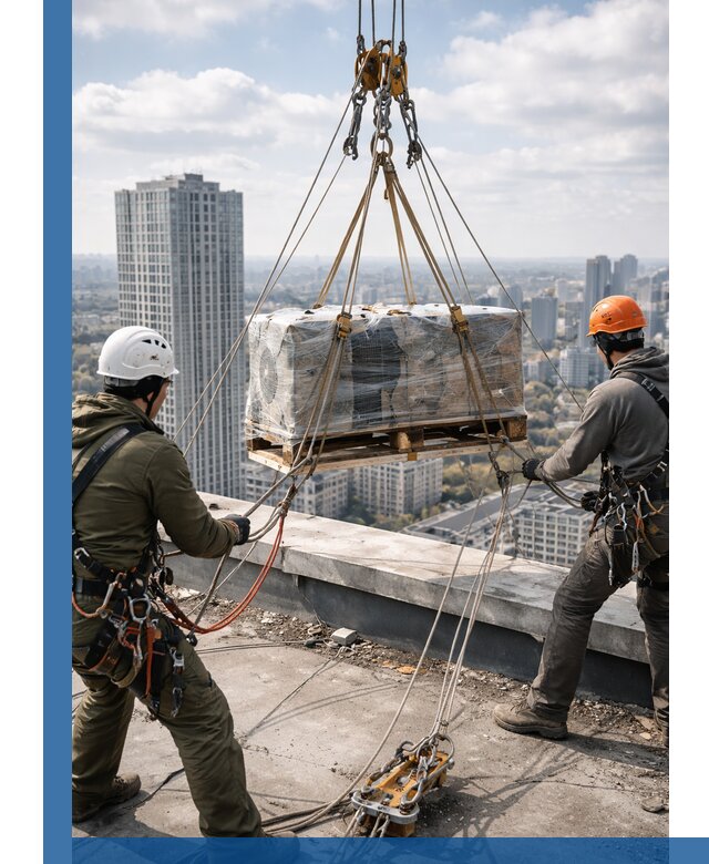 Подъем и монтаж крупногабаритных грузов на крышу в Южном-Сахалинске