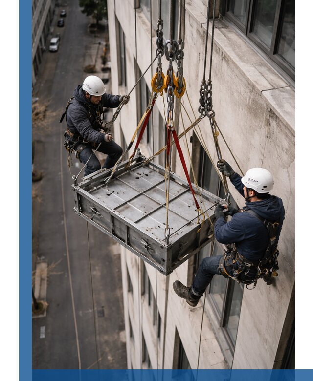 Спуск и подъем грузов по фасаду в Южном-Сахалинске для зданий