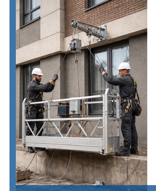 Монтаж и подъем фасадной люльки в Южном-Сахалинске с гарантией безопасности