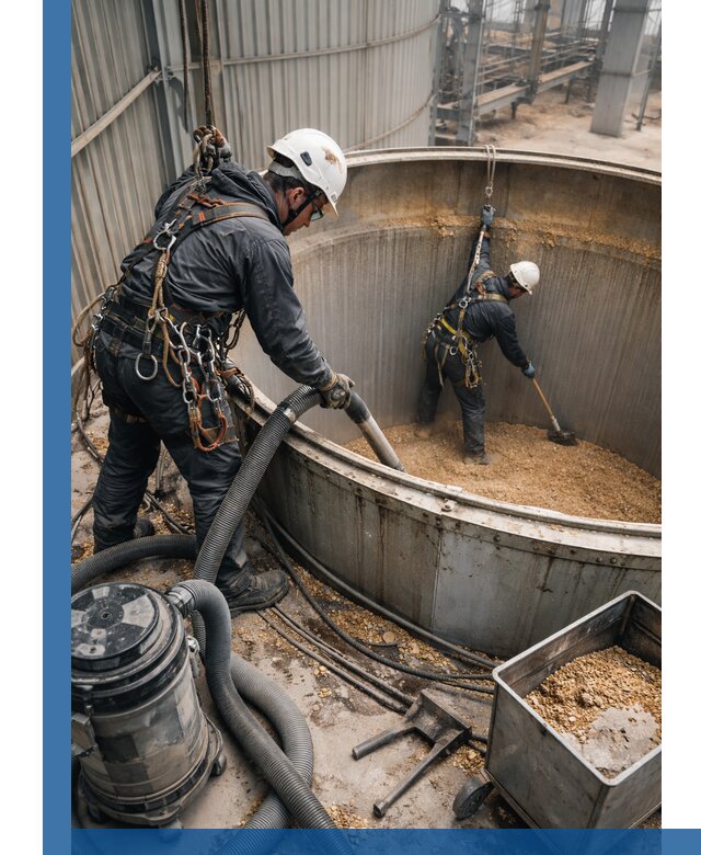 Профессиональная чистка зерновых бункеров в Южном-Сахалинске с выездом