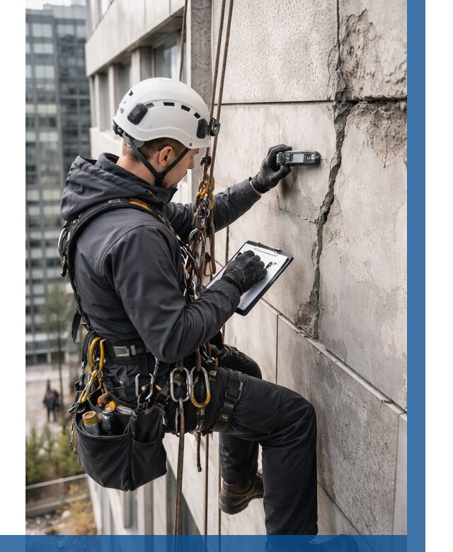 Обследование фасада альпинистами в Южном-Сахалинске от 124 р. | ВЫСОТНИК-Южн