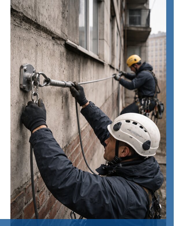 Монтаж анкерных линий в Южном-Сахалинске от 3099 р. | ВЫСОТНИК-Южн